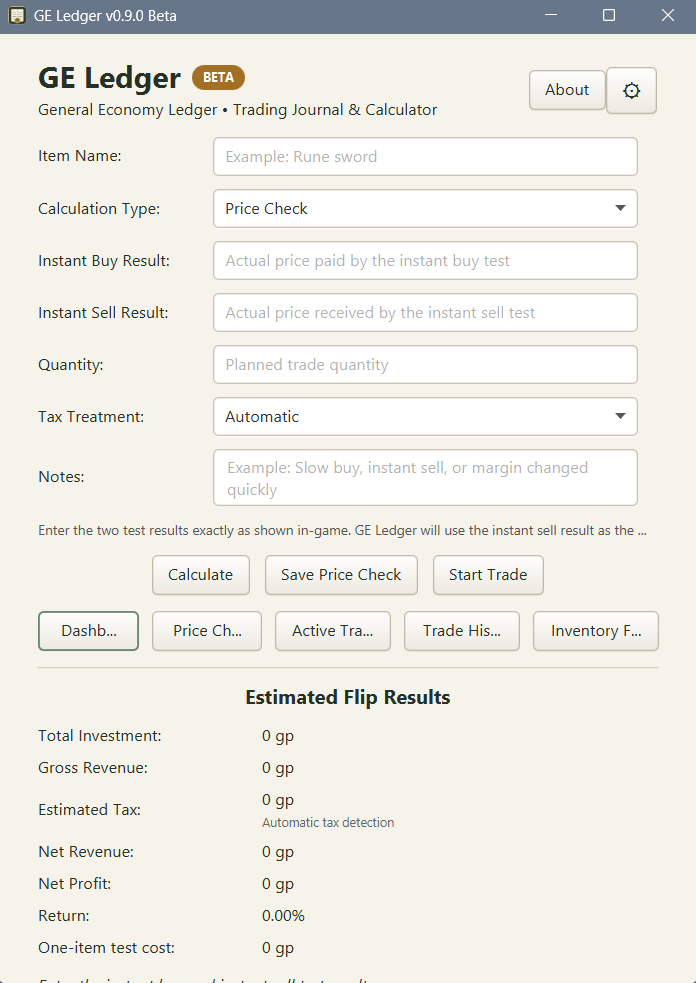 GE Ledger Price Check interface